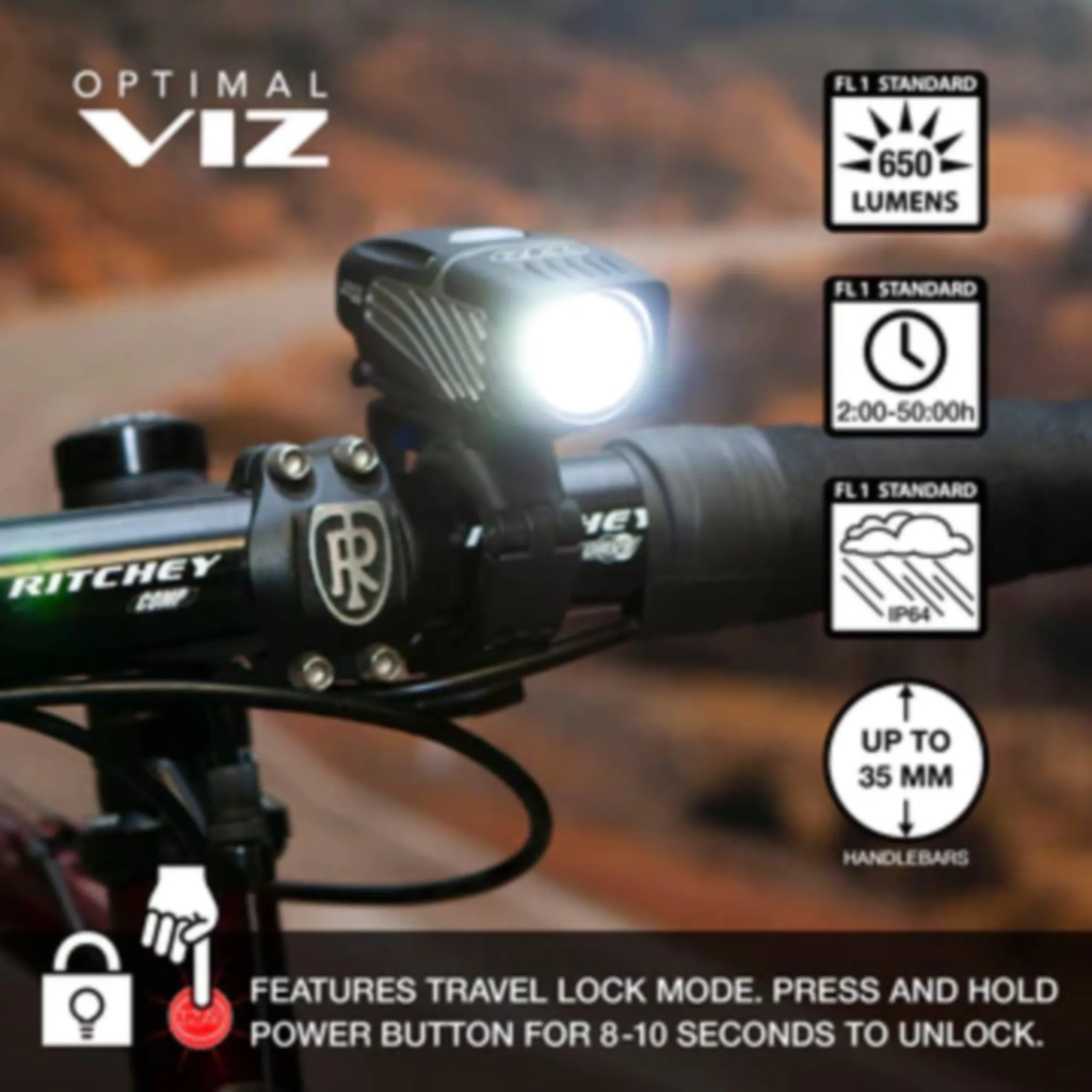 NiteRider Lumina Micro 650 & Vmax  150 Combo Front and Rear Light Set
