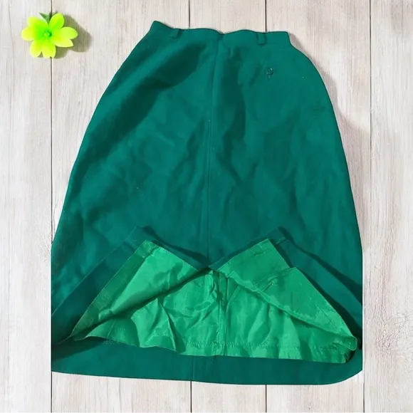 NWT Album By Kenzo Made in Japan Wool Blend Green Skirt-See Measurements In Pics