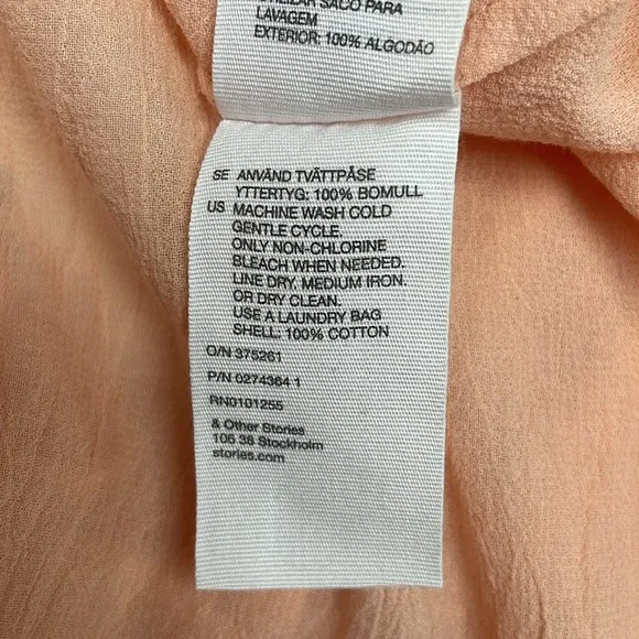 NWT &amp; Other Stories Woven Gauze Sleeveless Pleated V-Neck Midi Dress Orange 10