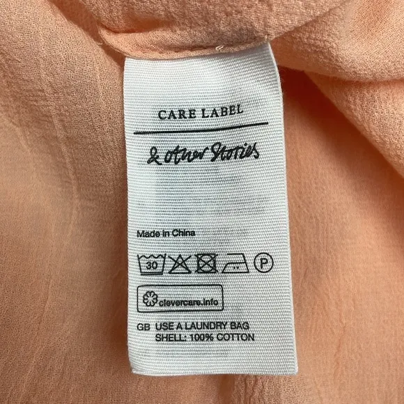 NWT &amp; Other Stories Woven Gauze Sleeveless Pleated V-Neck Midi Dress Orange 10