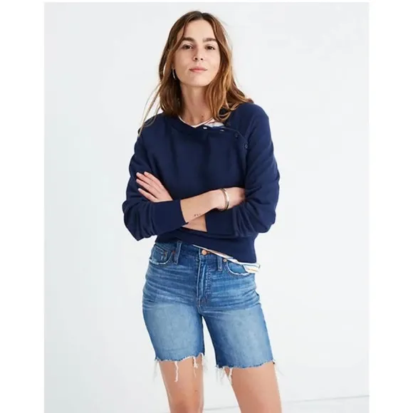 NWT! MADEWELL HIGH-RISE MID-LENGTH CUT-OFF DENIM JEAN SHORTS Sz25
