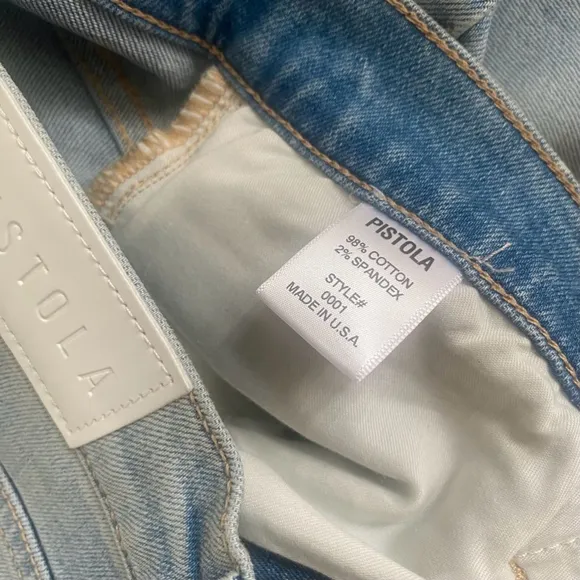 NWT Pistola izzy high rise slim biker denim jean shorts distressed size 27 NEW