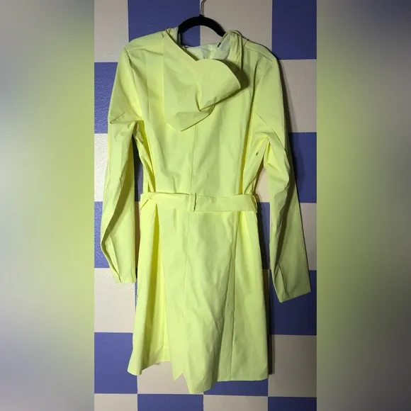 NWT Rains Curve W Belted Zip-up Trench Raincoat in Light Yellow - Size XL