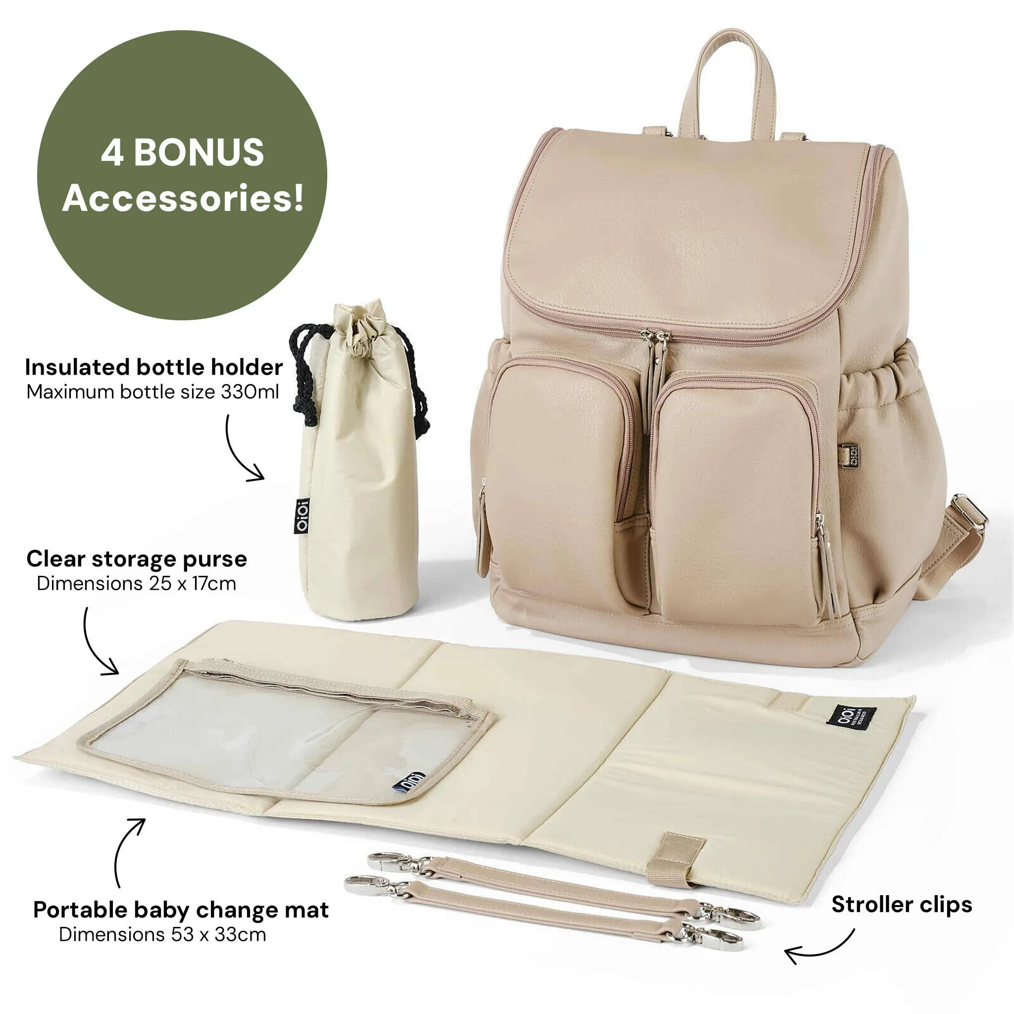 OiOi - Signature Nappy Backpack - Oat Dimple Vegan Leather