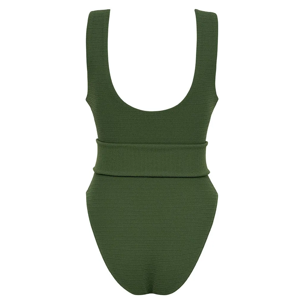 Olive Micro Scrunch Kim One-Piece