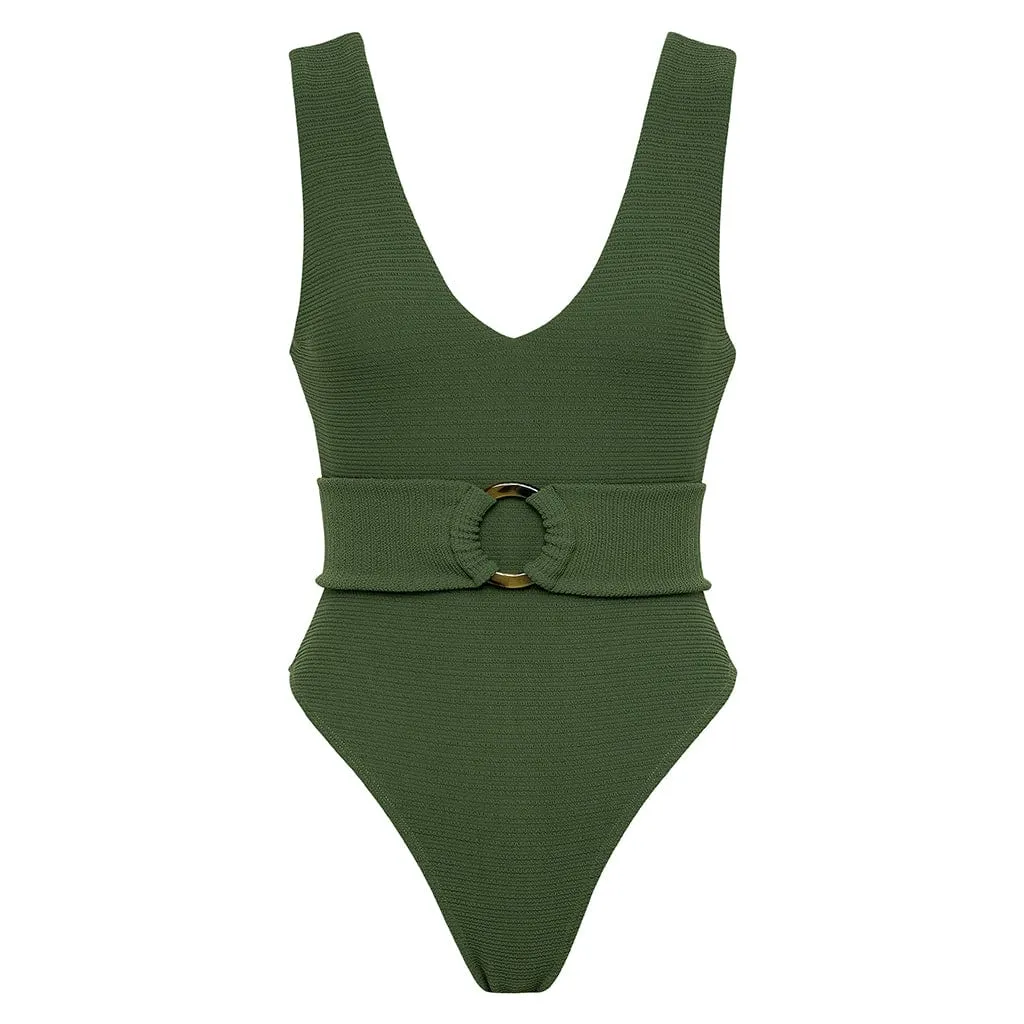 Olive Micro Scrunch Kim One-Piece