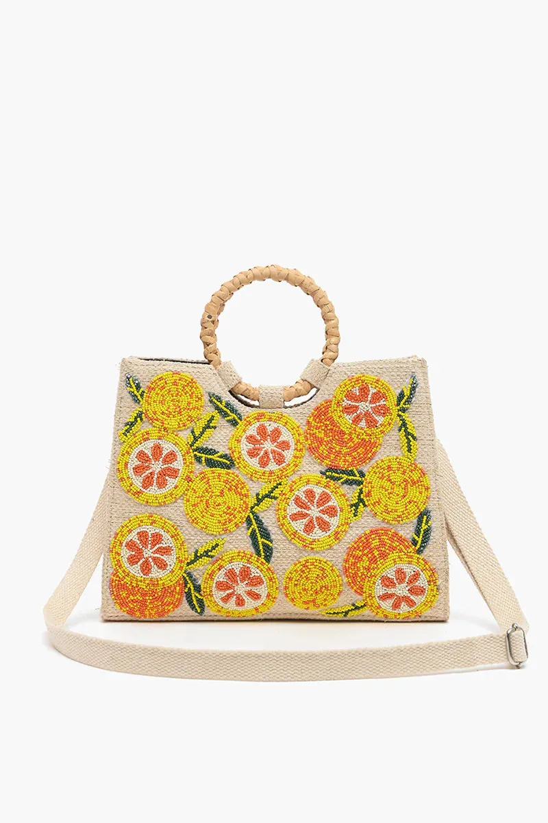 Orange Beaded Shoulder Bag