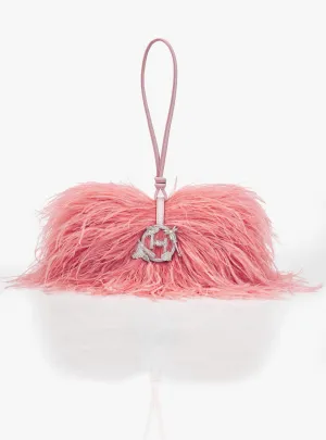 Ostrich pink scarlet midi bag