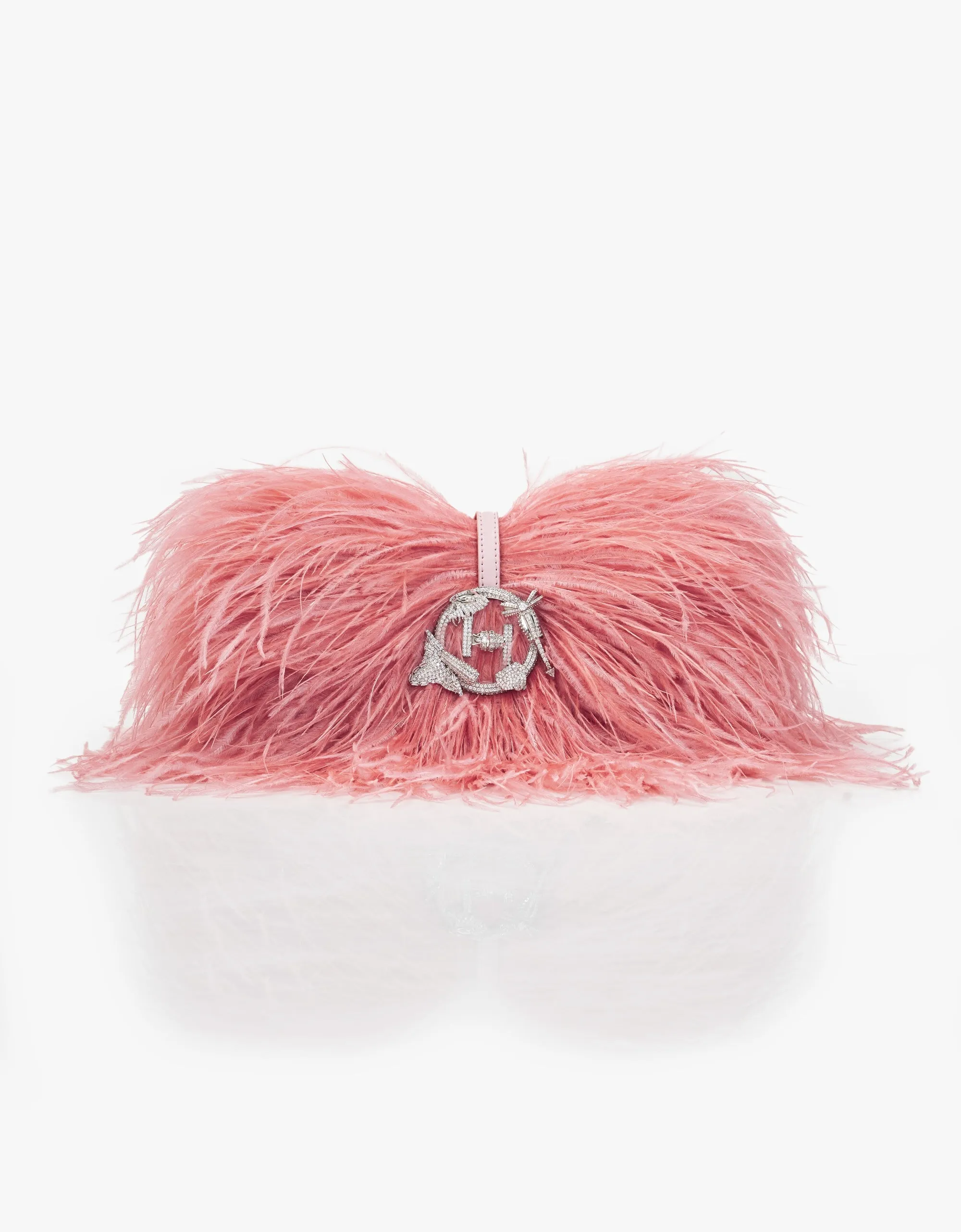 Ostrich pink scarlet midi bag