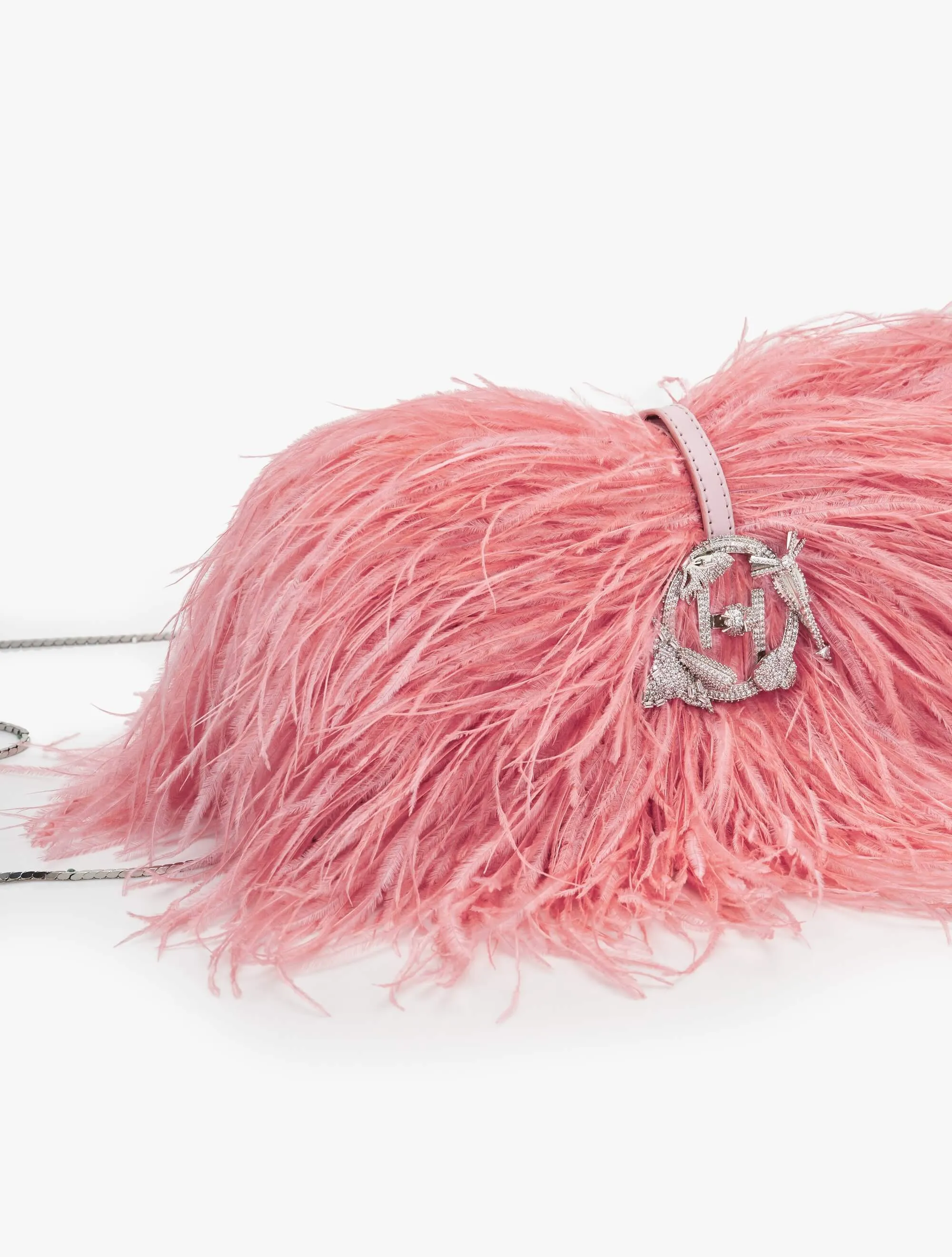 Ostrich pink scarlet midi bag