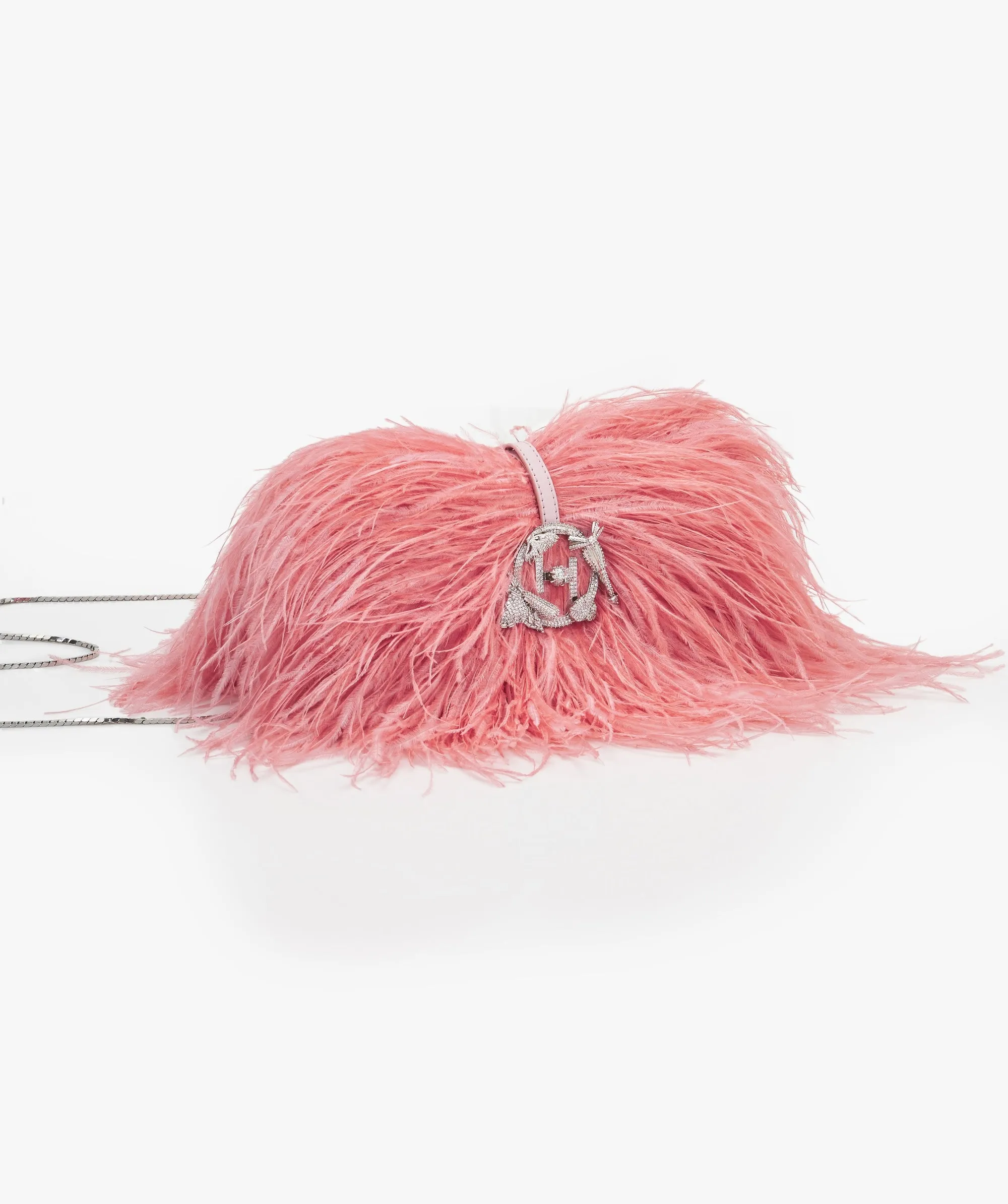 Ostrich pink scarlet midi bag