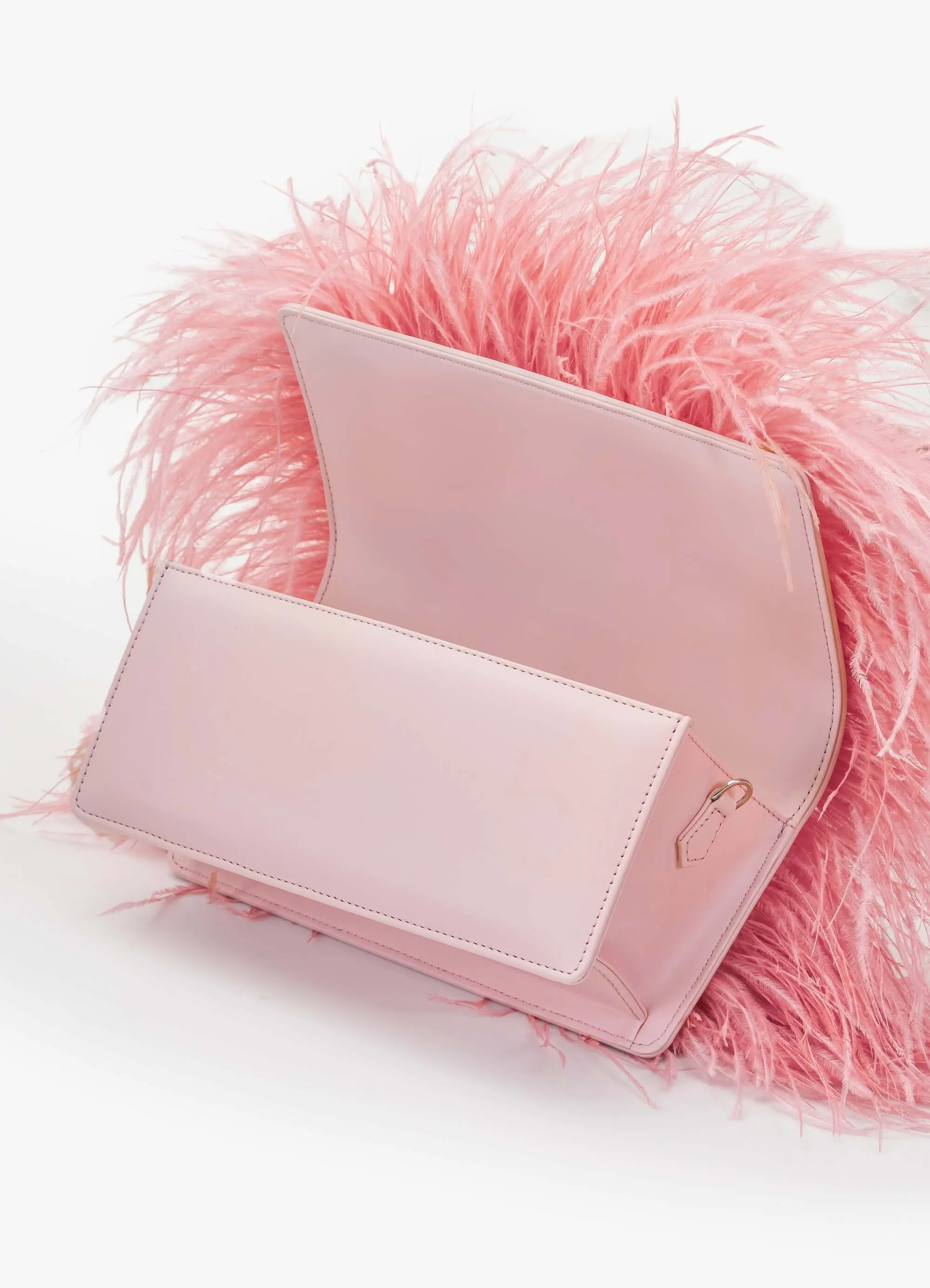 Ostrich pink scarlet midi bag