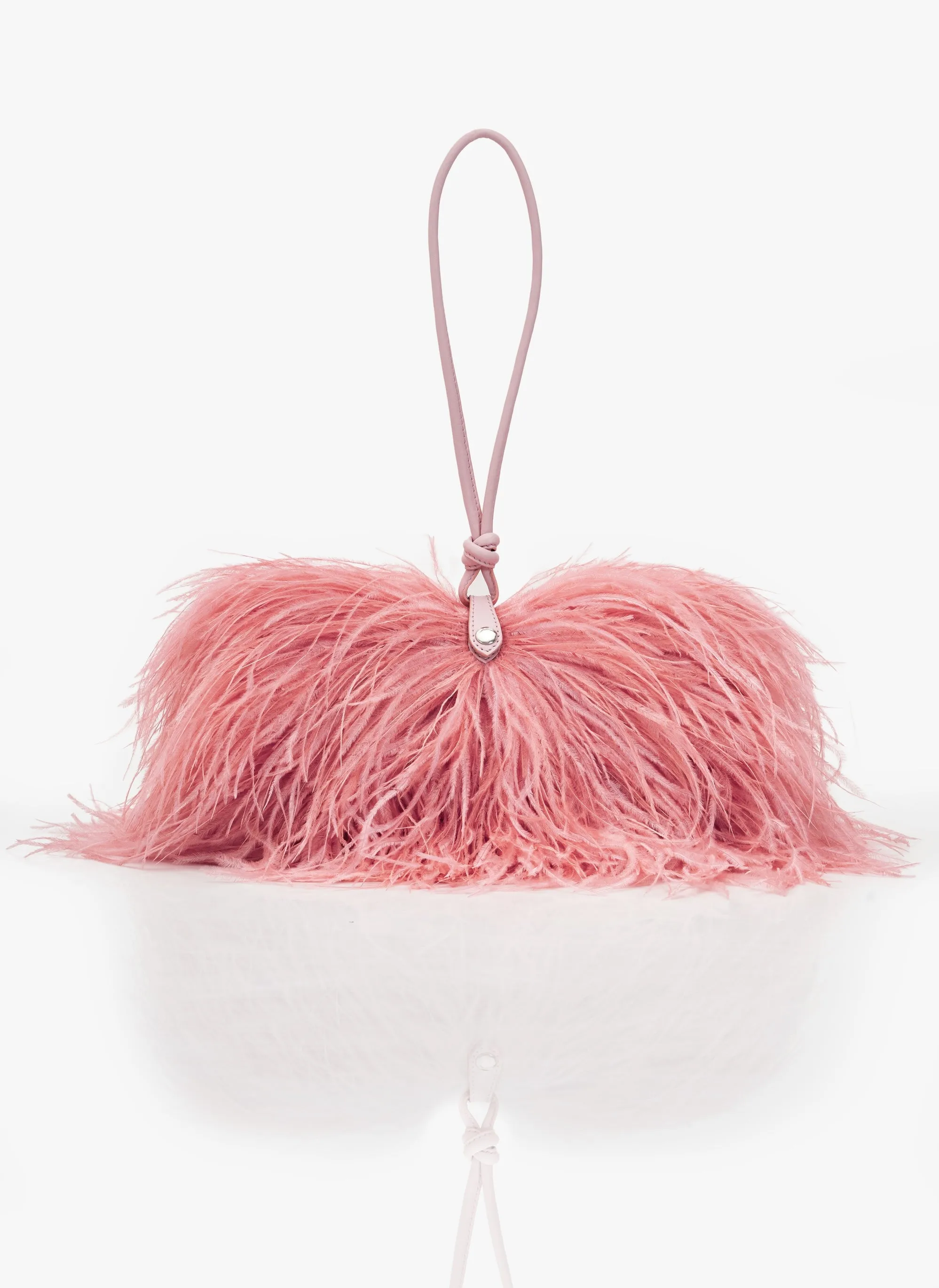 Ostrich pink scarlet midi bag