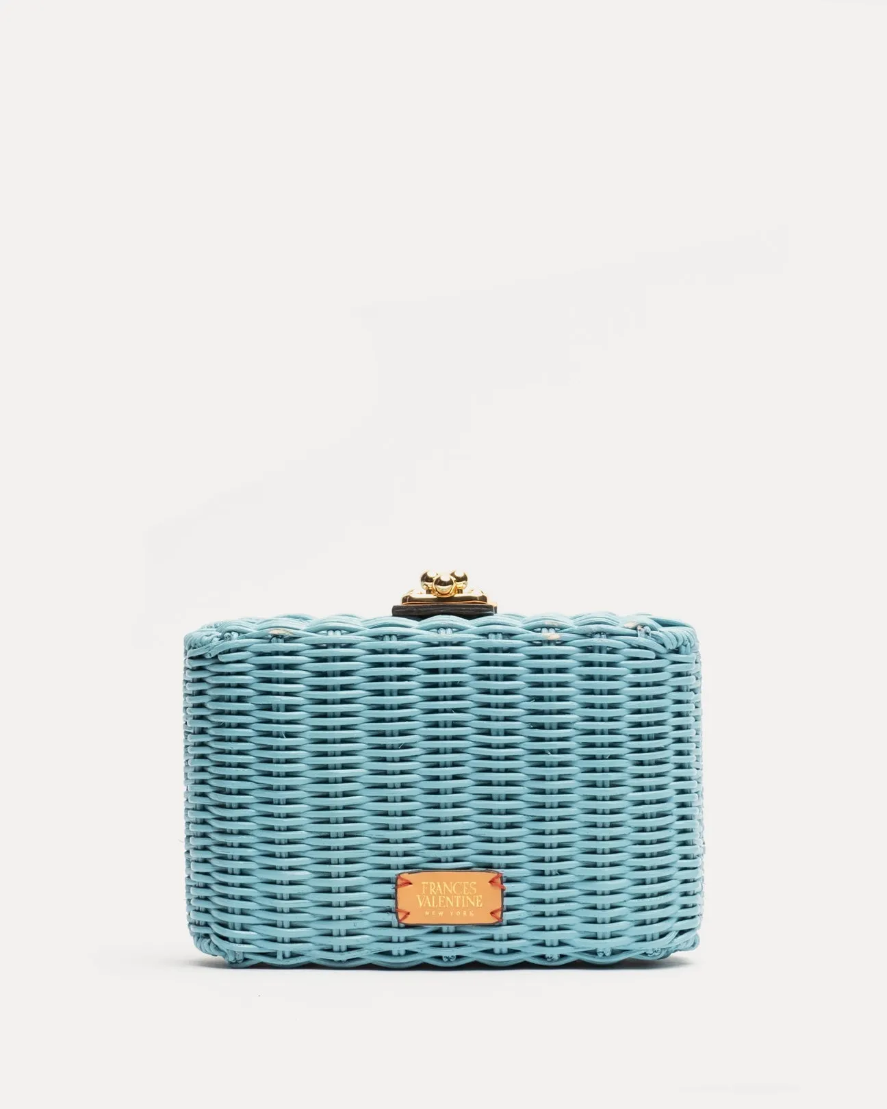 Paige Wicker Box Clutch Purse in Light Blue by Frances Valentine
