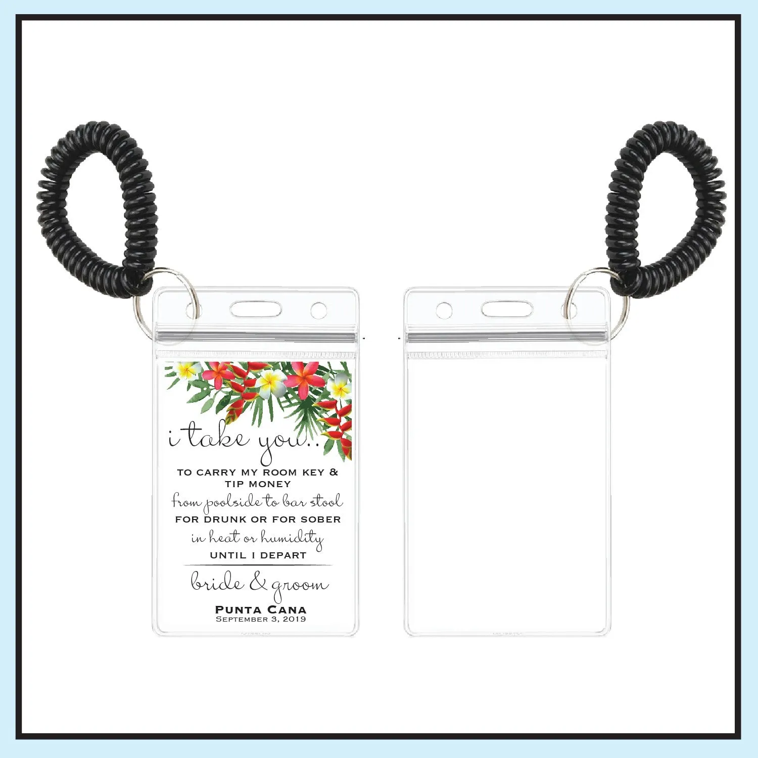 Personalized Destination Wedding Room Key Holder and Itinerary - Tropical