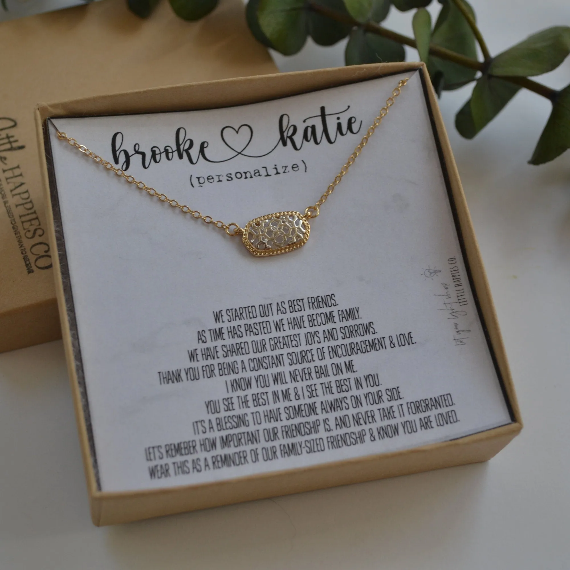 Personalized friend gifts, Sentimental gifts for best friends, Keepsake gifts, Filigree necklace, Birthday gift ideas for best friend female