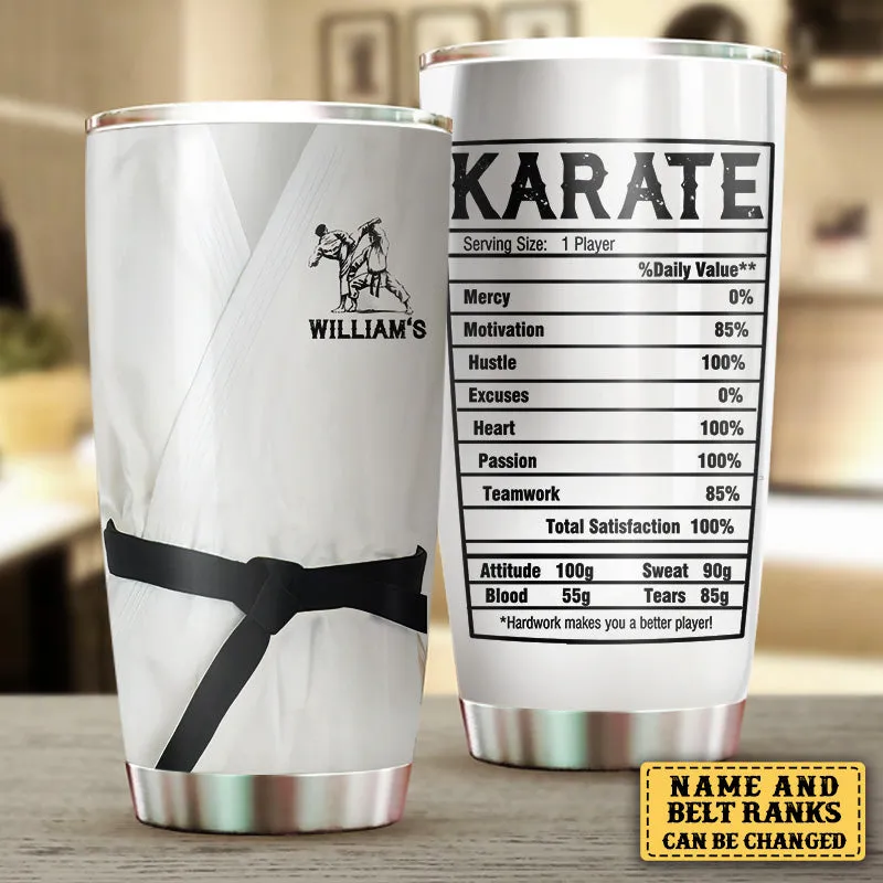 Personalized Karate Nutritional Facts Tumbler