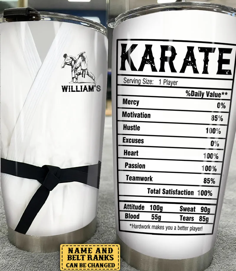 Personalized Karate Nutritional Facts Tumbler