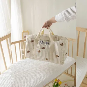 Personalized Large Baby Hospital Bag, Baby Diaper Bag, Mommy Bag Quilted Bag Big Nappy Bag Labour Luggage Bag Travel Tote Gift for Mom