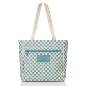 Petite Check Go-to Tote in Tide/ Sandstone