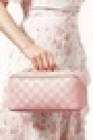 Pink Stylish Checkered Cosmetic Bag