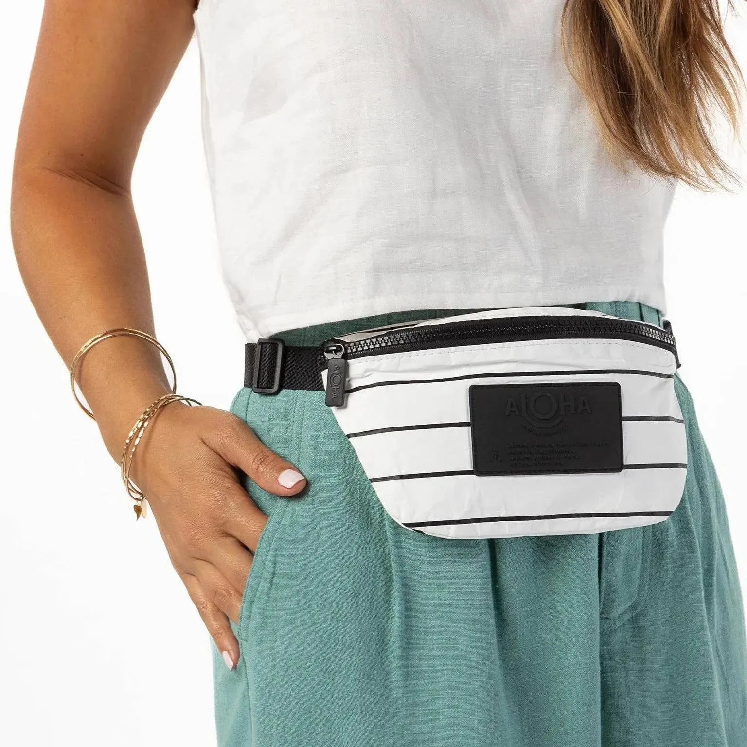 Pinstripe Mini Hip Pack by Aloha Collection | Black/White
