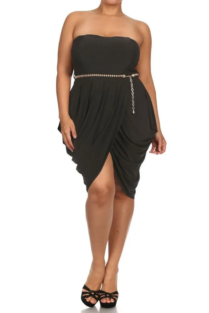 Plus Size Glamour Gilded Belt Bubble Dress