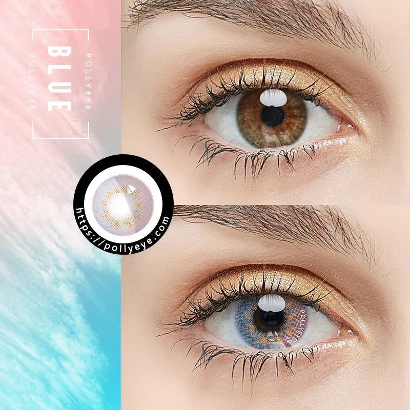 Pollyeye Flower House Blue Colored Contact Lenses