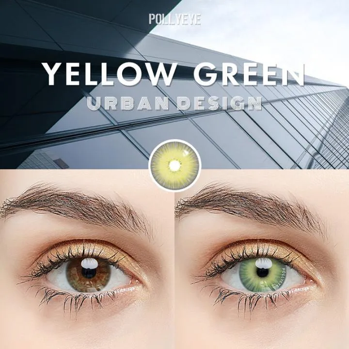 Pollyeye Urban Design Yellow Green Colored Contact Lenses