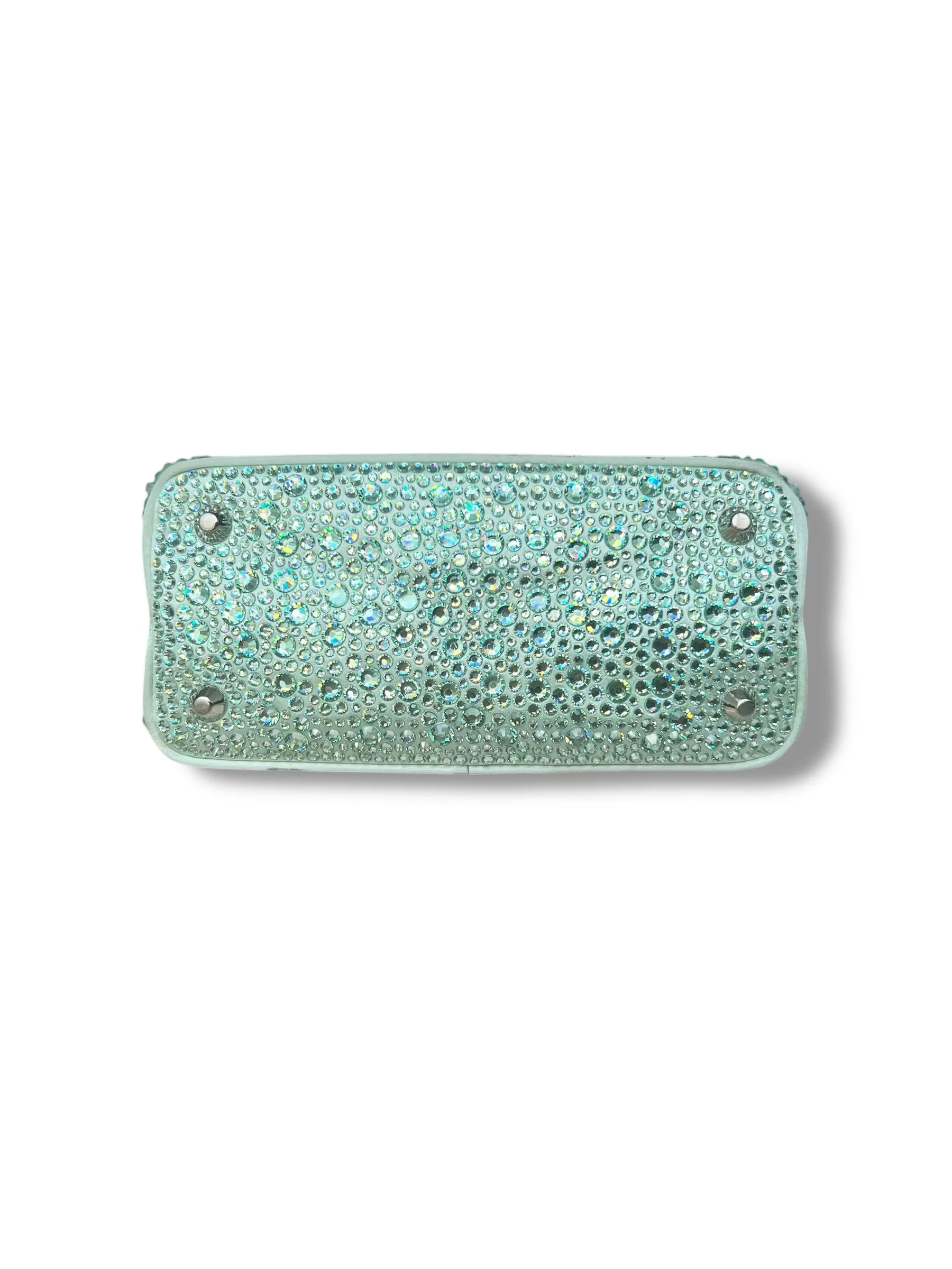 Prada Galleria Satin Mini-Bag with Crystals - Soft Green
