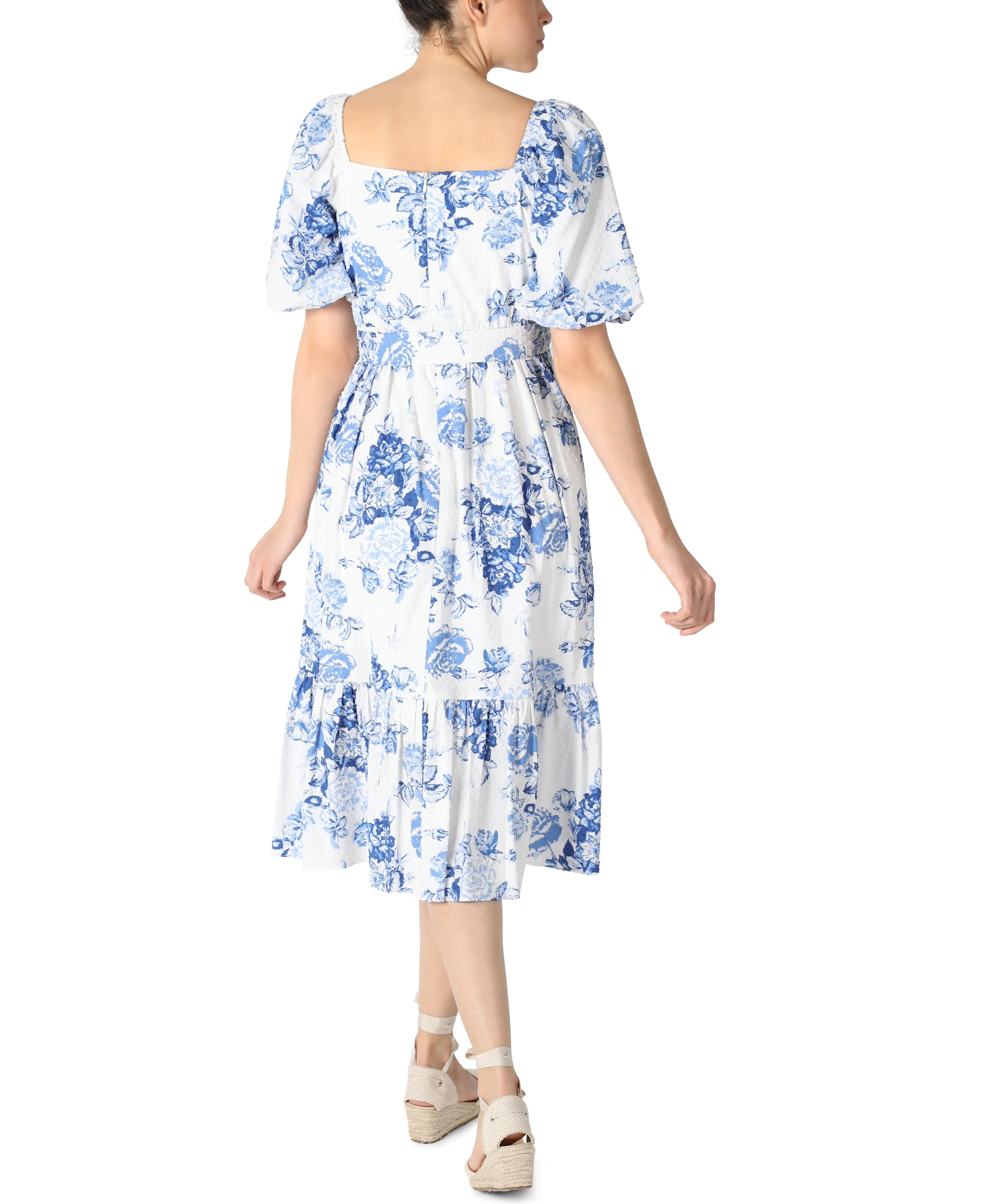 Puff Sleeve Square Neck Dress