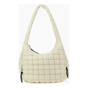 Puffer Hobo Tote- Ivory