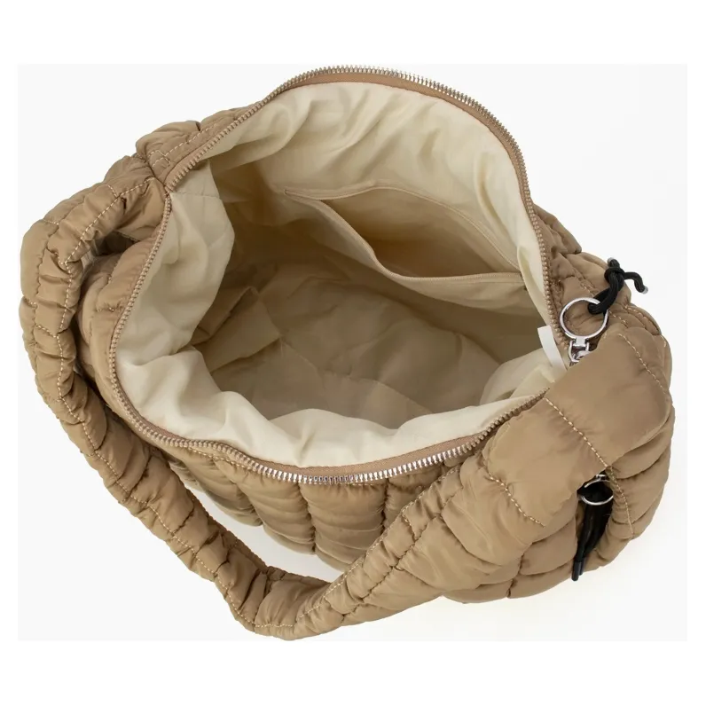 Puffer Hobo Tote- Ivory