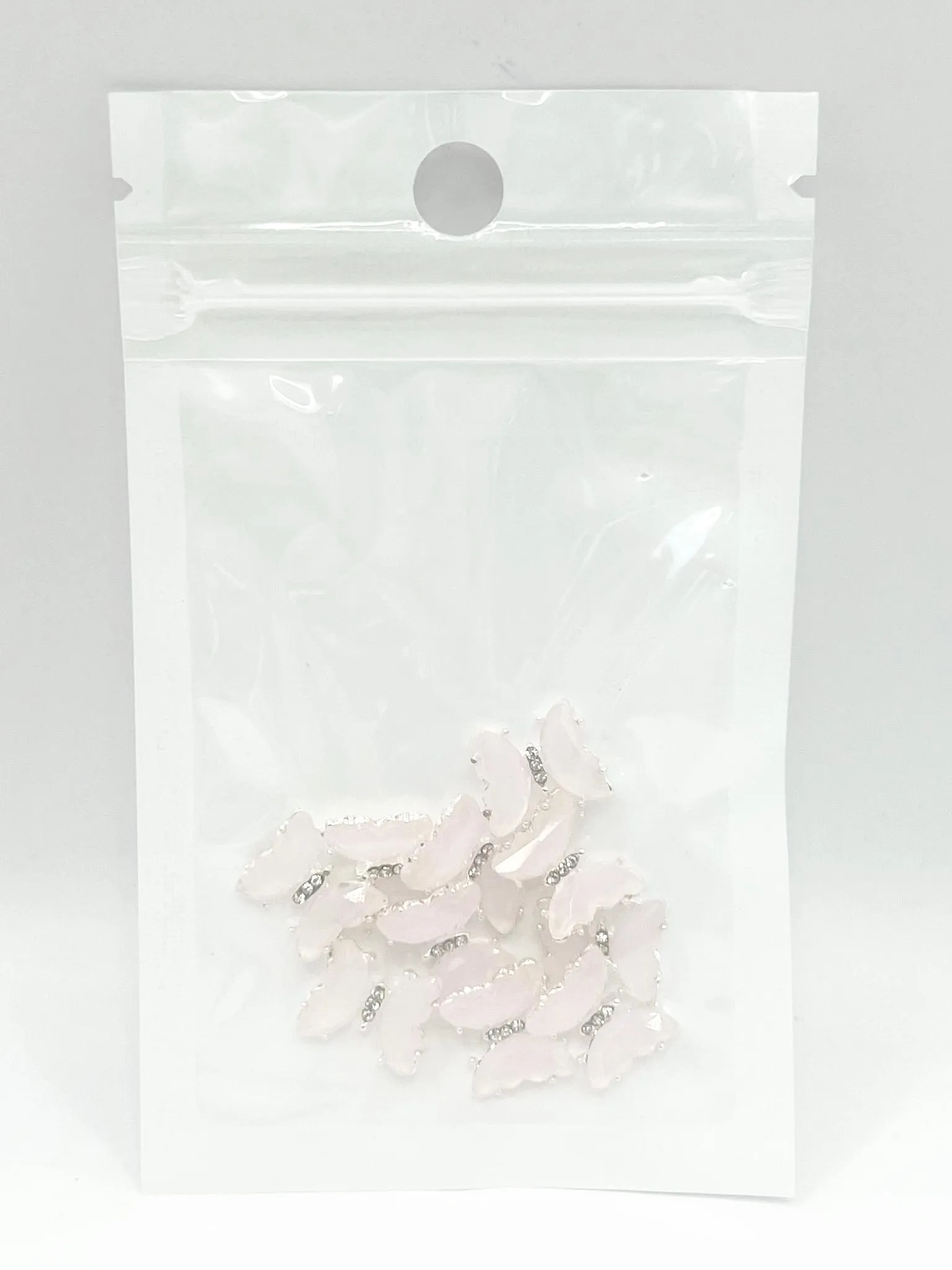 Queen - Nail Charms 10pc - #335 Silver Light Pink Butterflies