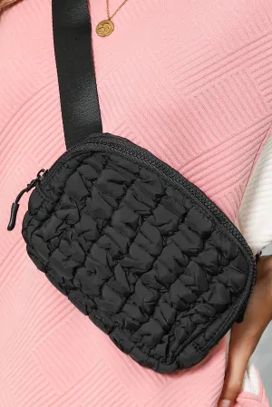 Quilted Puffer Buckle Strap Crossbody Bag