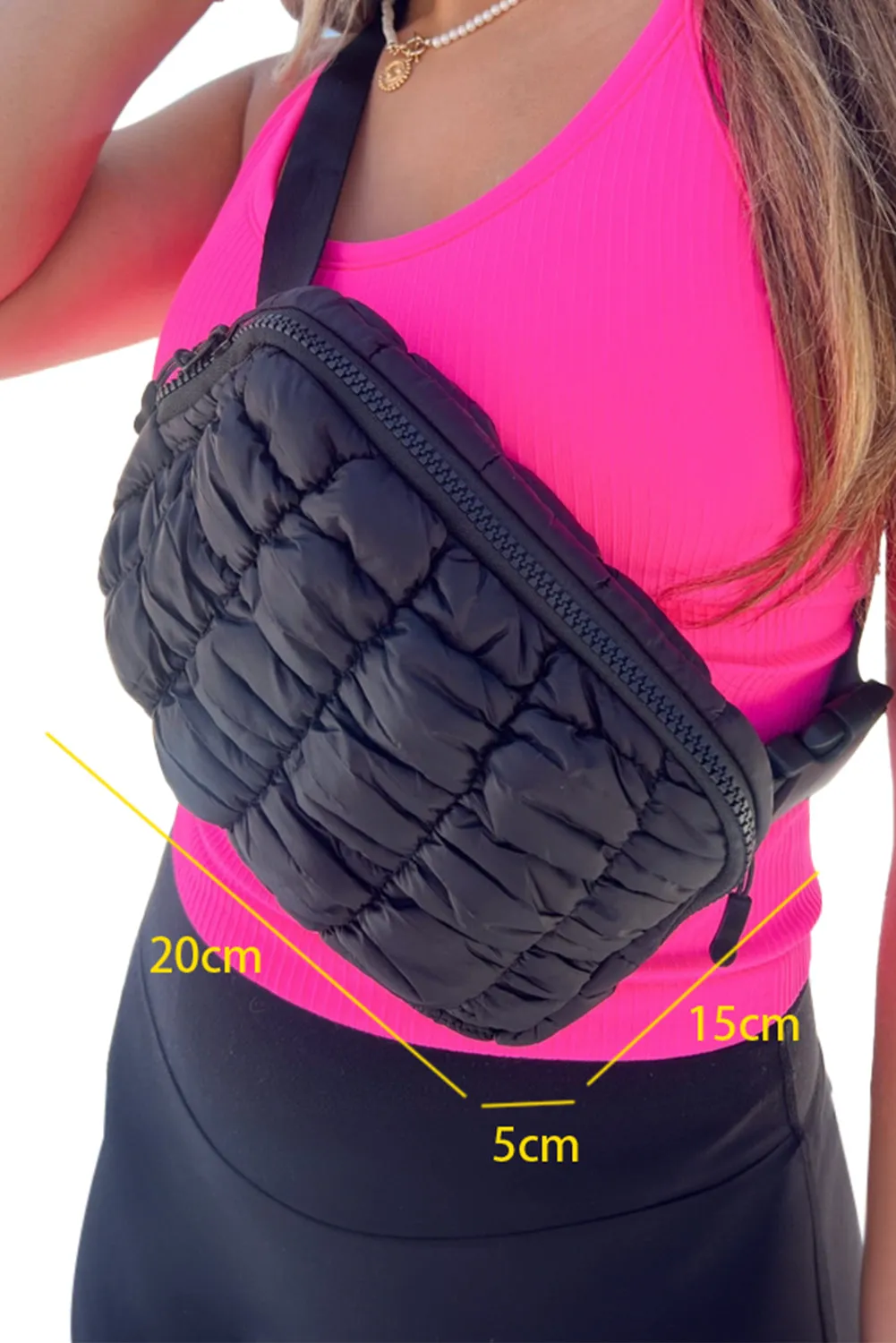 Quilted Puffer Buckle Strap Crossbody Bag