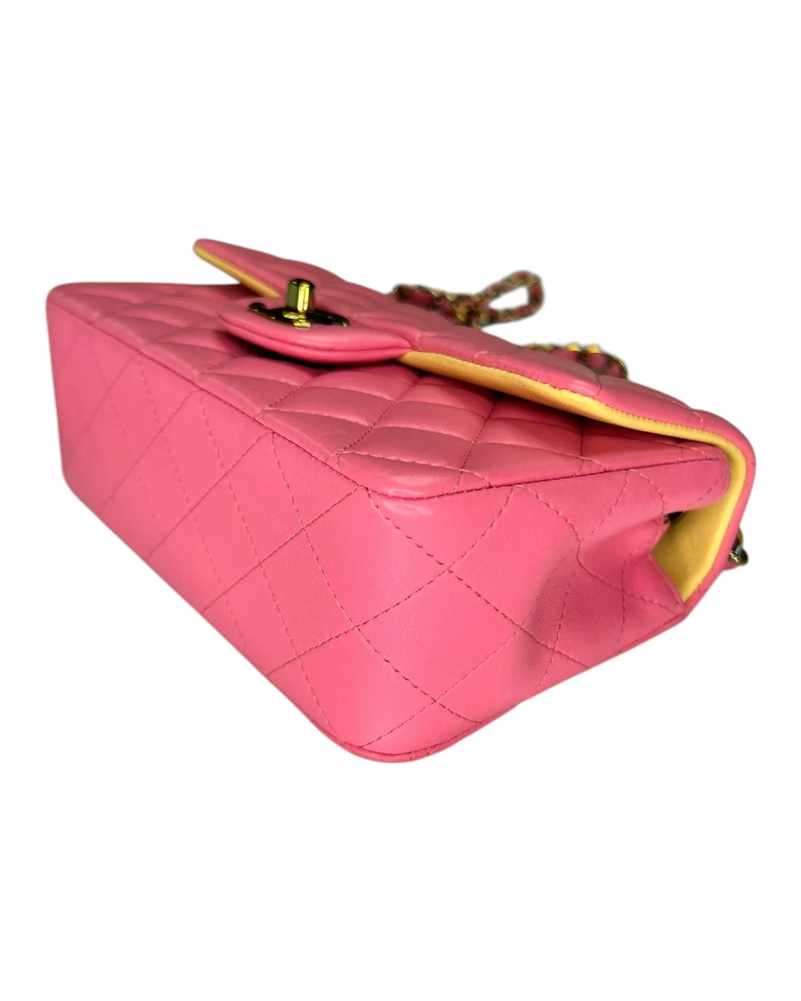 Rare Chanel Seasonal 21P Mini Flap Bag Pink - Yellow - Iridescent Hardware