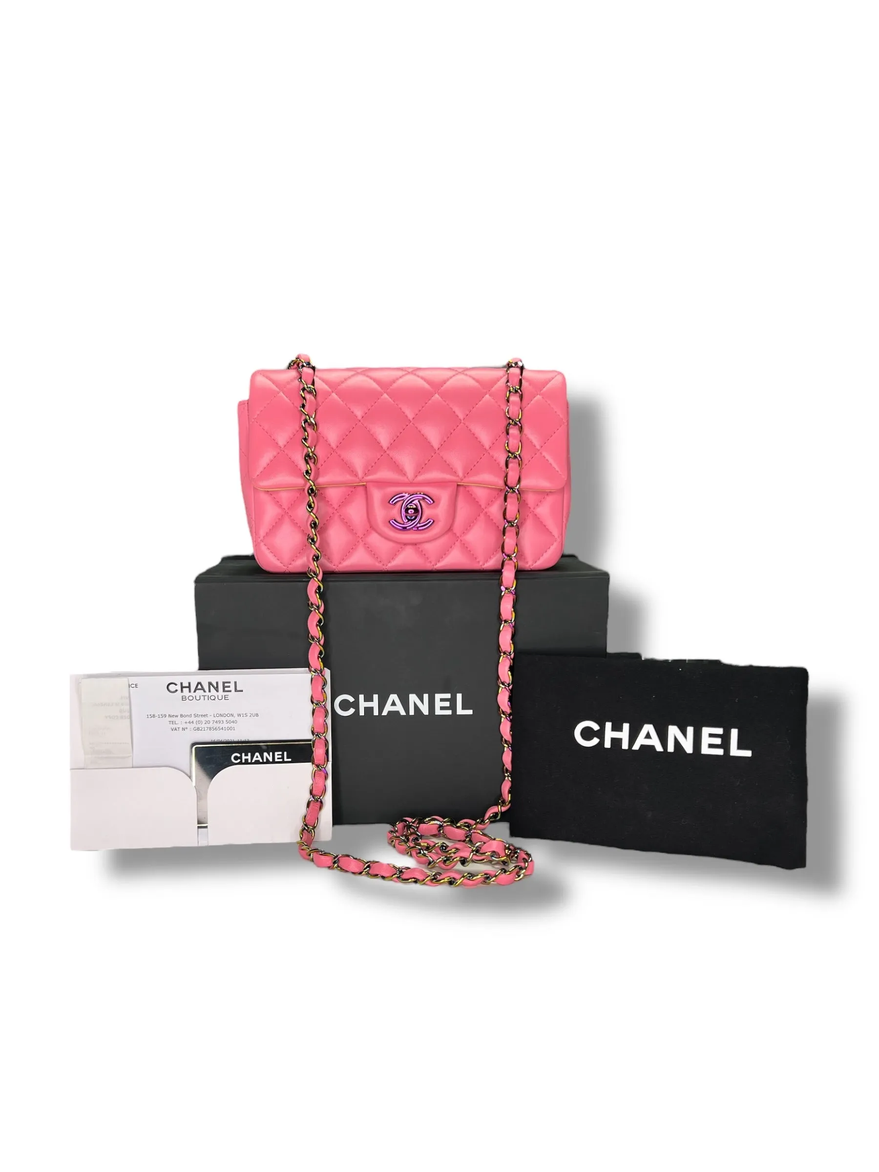 Rare Chanel Seasonal 21P Mini Flap Bag Pink - Yellow - Iridescent Hardware