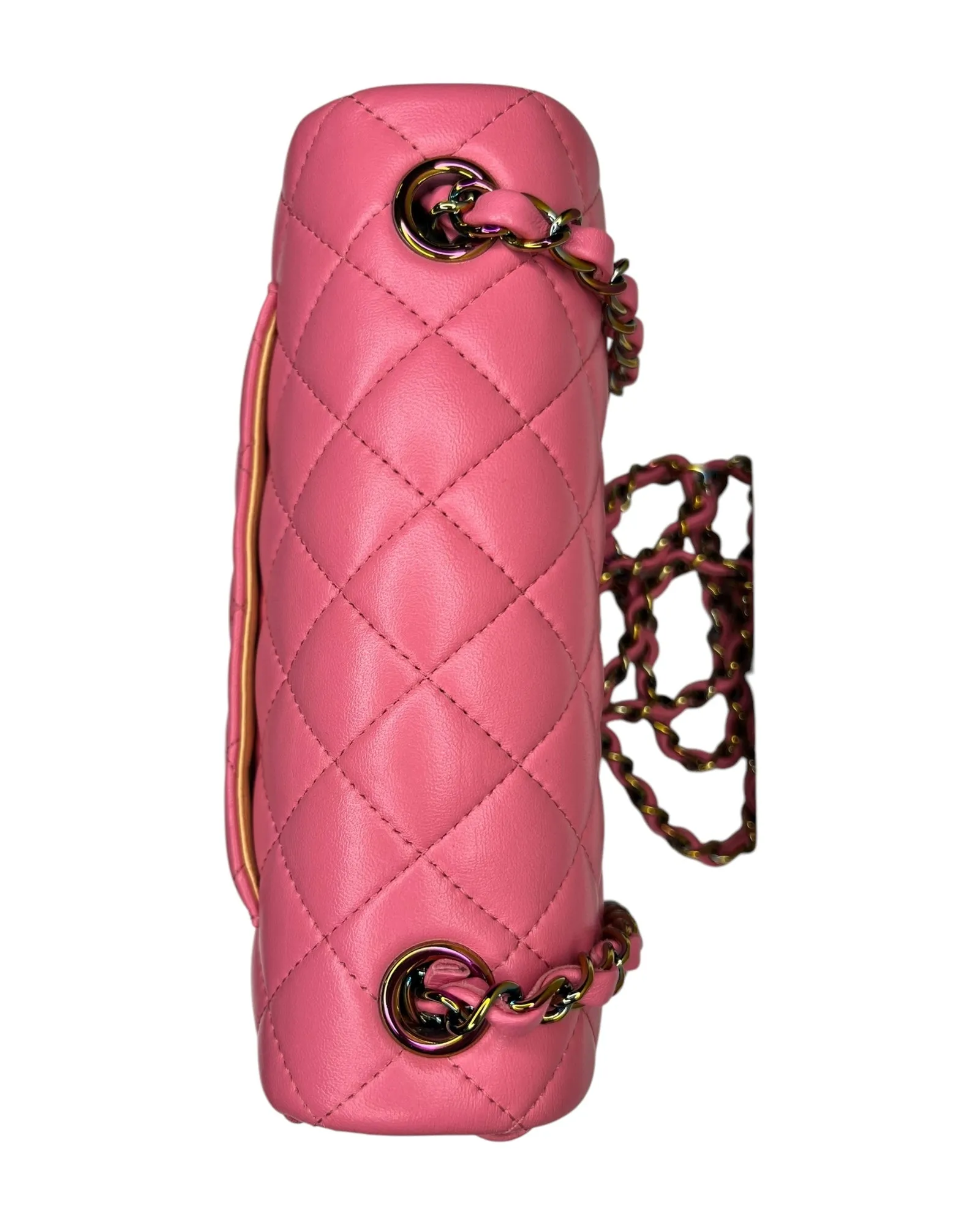 Rare Chanel Seasonal 21P Mini Flap Bag Pink - Yellow - Iridescent Hardware