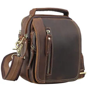 Realaiot 100% genuine leather messenger bags retro cow leather man bag corssbody handlebags multifunction waist bags mini shoulder bag