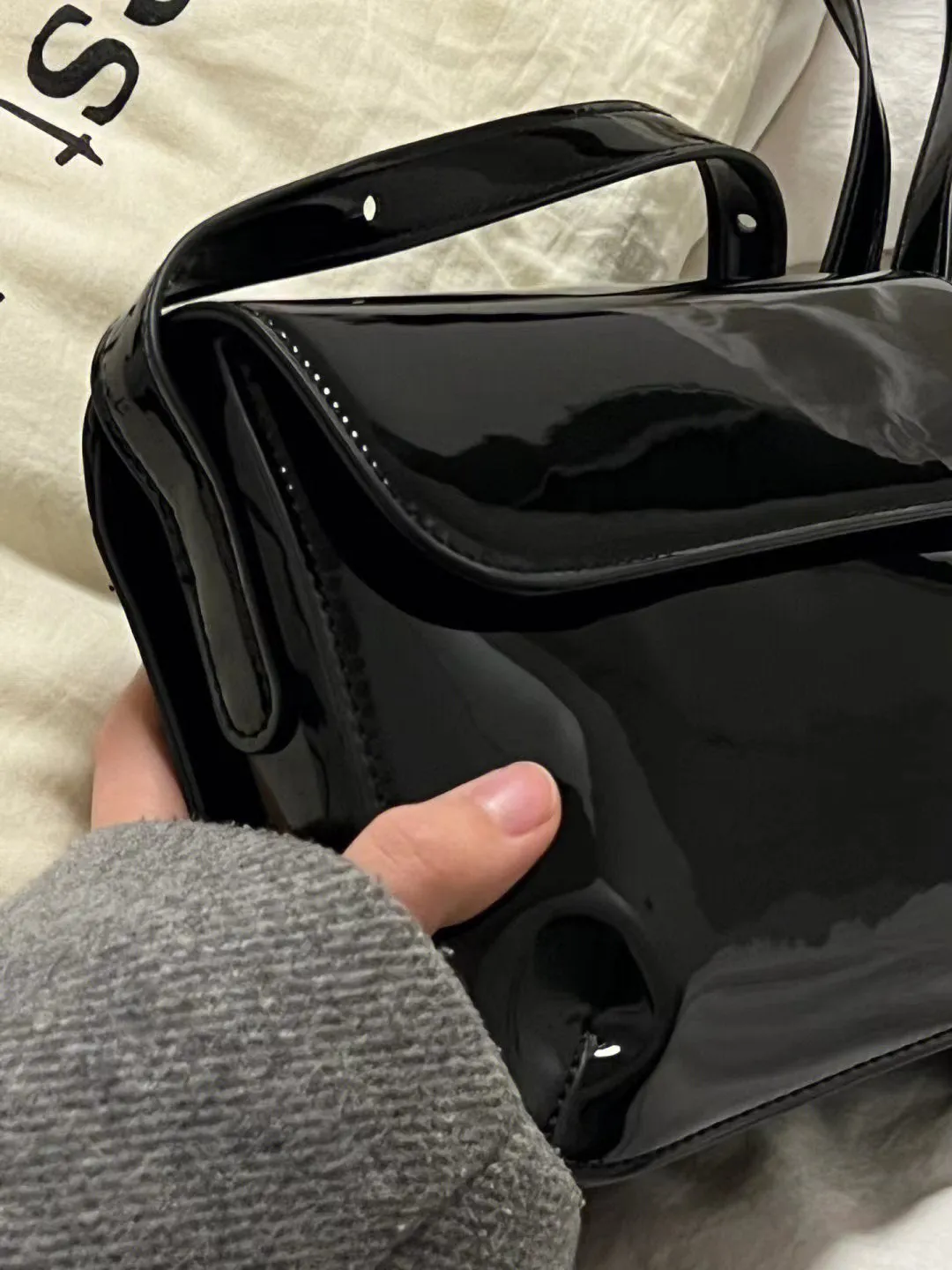 Realaiot Elegant Patent Leather Women's Small Square Bag Ladies Vintage Shoulder Crossbody Bags Fashion Simple Female Handbags Tote Purse