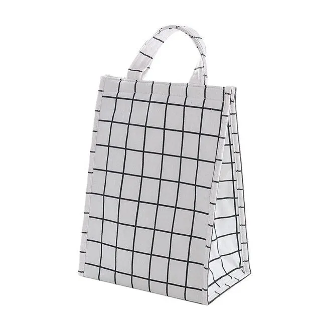 Realaiot Food Cooler Bag Waterproof Portable Thermal Oxford Lunch Bag for Women Men Kids Large Striped Insulated Lunch Box Bag Tote