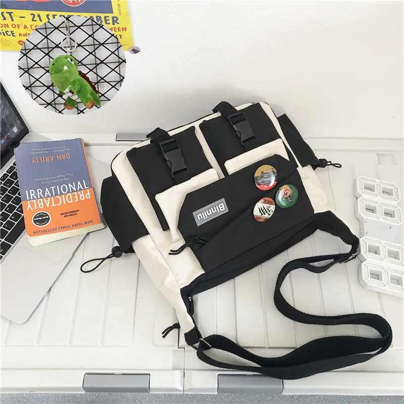 Realaiot Japanese Simple Messenger Bag Pouch Nylon Waterproof Canvas Handbag Shoulder Crossbody Bags for Women Men Satchels Bolsas