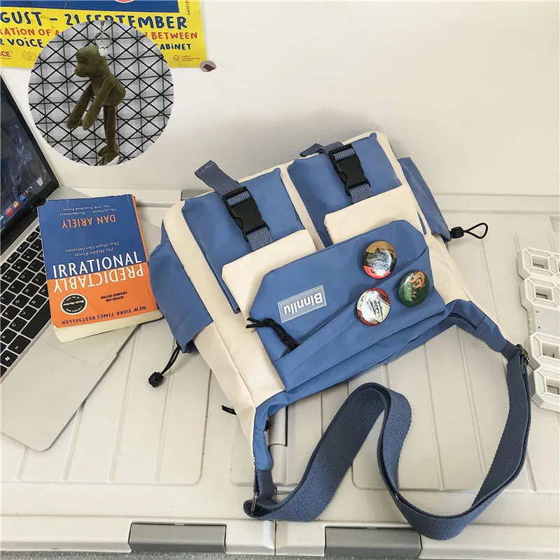 Realaiot Japanese Simple Messenger Bag Pouch Nylon Waterproof Canvas Handbag Shoulder Crossbody Bags for Women Men Satchels Bolsas