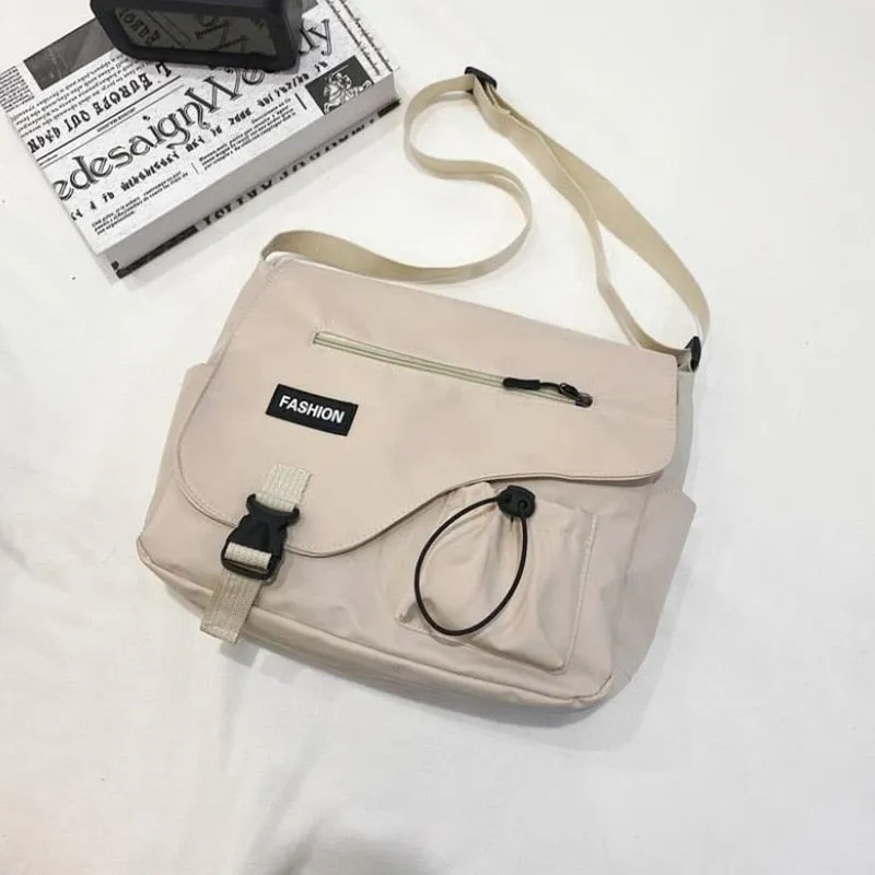 Realaiot Japanese Simple Messenger Bag Pouch Nylon Waterproof Canvas Handbag Shoulder Crossbody Bags for Women Men Satchels Bolsas
