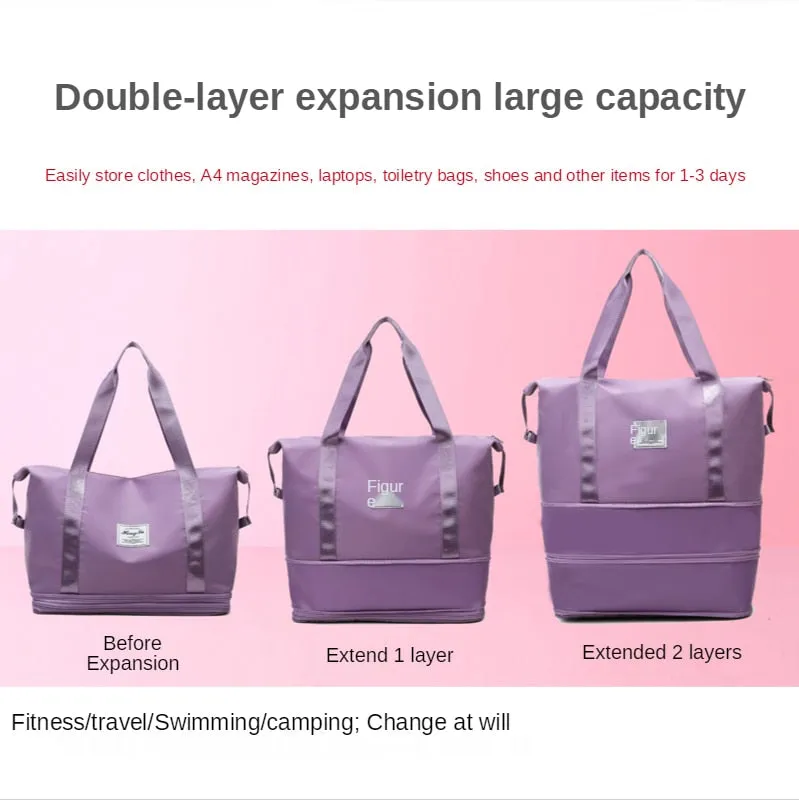 Realaiot Waterproof Sports Fitness Bag Adjustable Gym Yoga Bag Big Travel Duffle Handbag for Women Weekend Traveling bag ��邾郕訄 迠迮郇�郕訄�