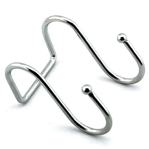 RuiLing 10-Pack Double S Shaped Hooks Chrome Finish Steel S hook Cookware Universal Kitchen Hooks Sturdy Hanging Hooks - Multiple Uses for Bathroom Towels, Garden Plants.