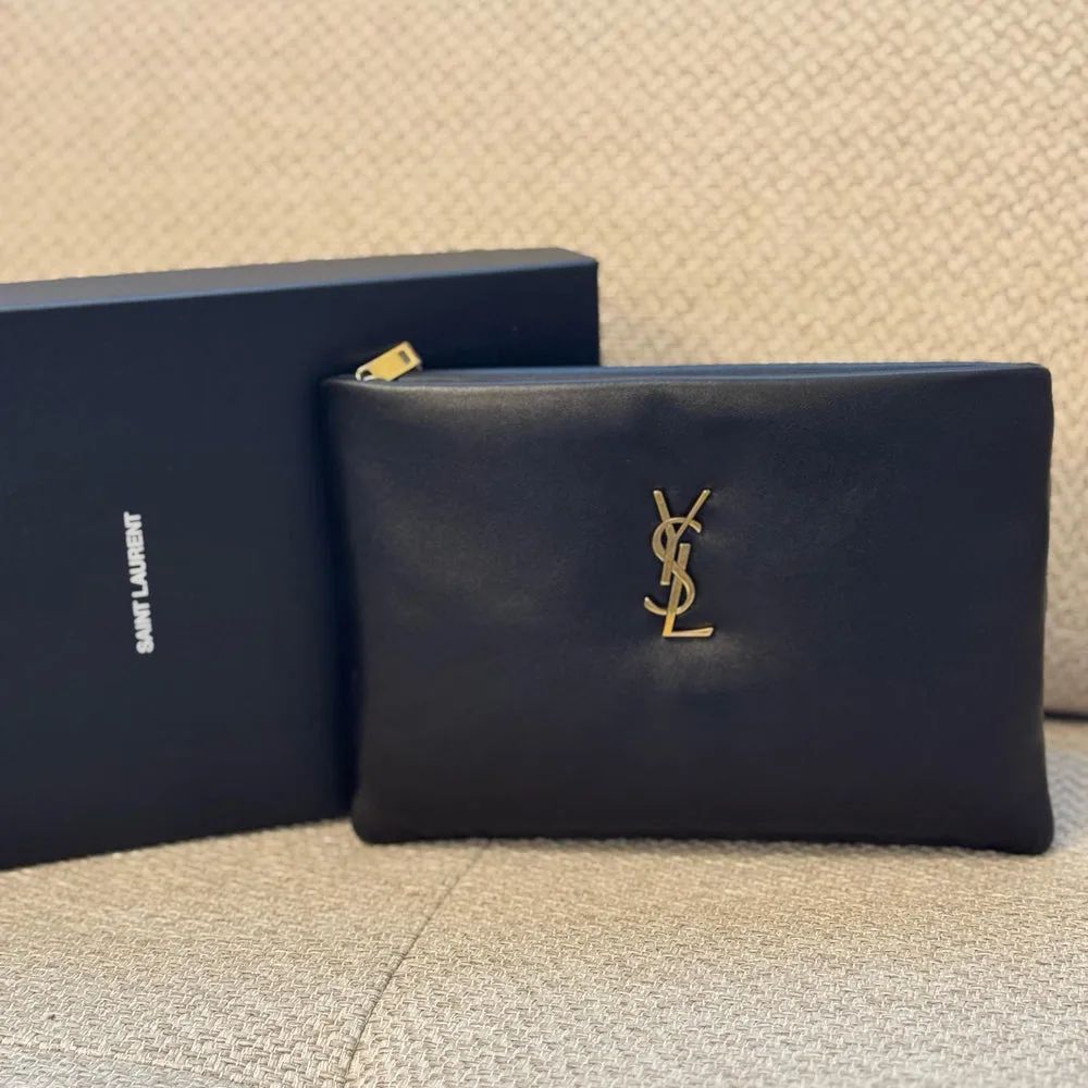 Saint Laurent Black Calypso Small Pouch