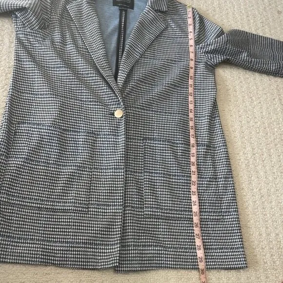 Sanctuary The Editor Oversized Houndstooth Jacket In Ice Blue Plaid Size Medium