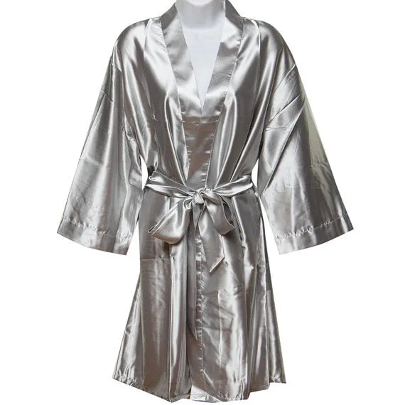 Satin Robe in Grey